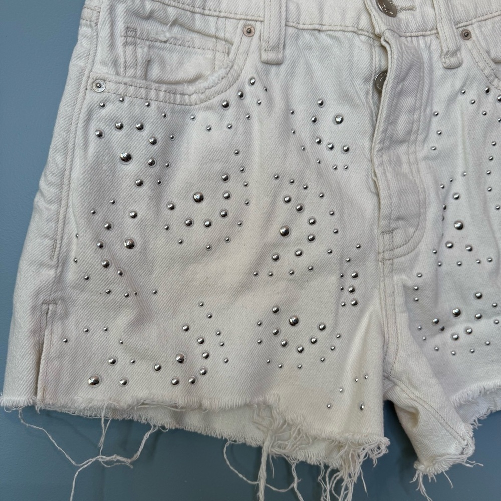 Hudson Lori Star Studded Off White 100% Cotton Denim Shorts. Women’s 26 - Picture 6 of 15